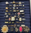 50+ pc ESTATE JEWELRY RING LOT Vintage to Modern Costume Fashion Statement