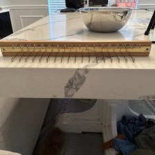 Vintage Brass  Wood Tie Rack Hanger Holds 18 Ties Closet Organizer