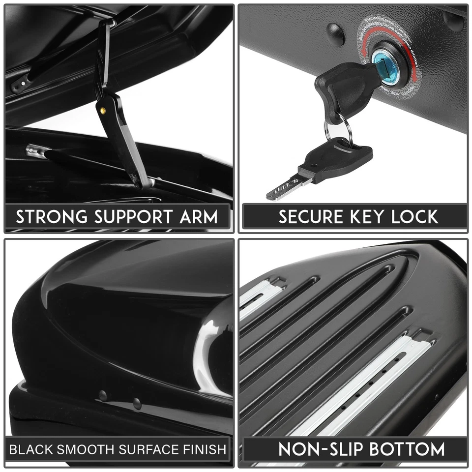 FOR 14-18 SUBARU FORESTER ROOF TOP CARGO STORAGE BOX CASE W/ALUMINUM CROSS BAR - Imagem 3 de 4