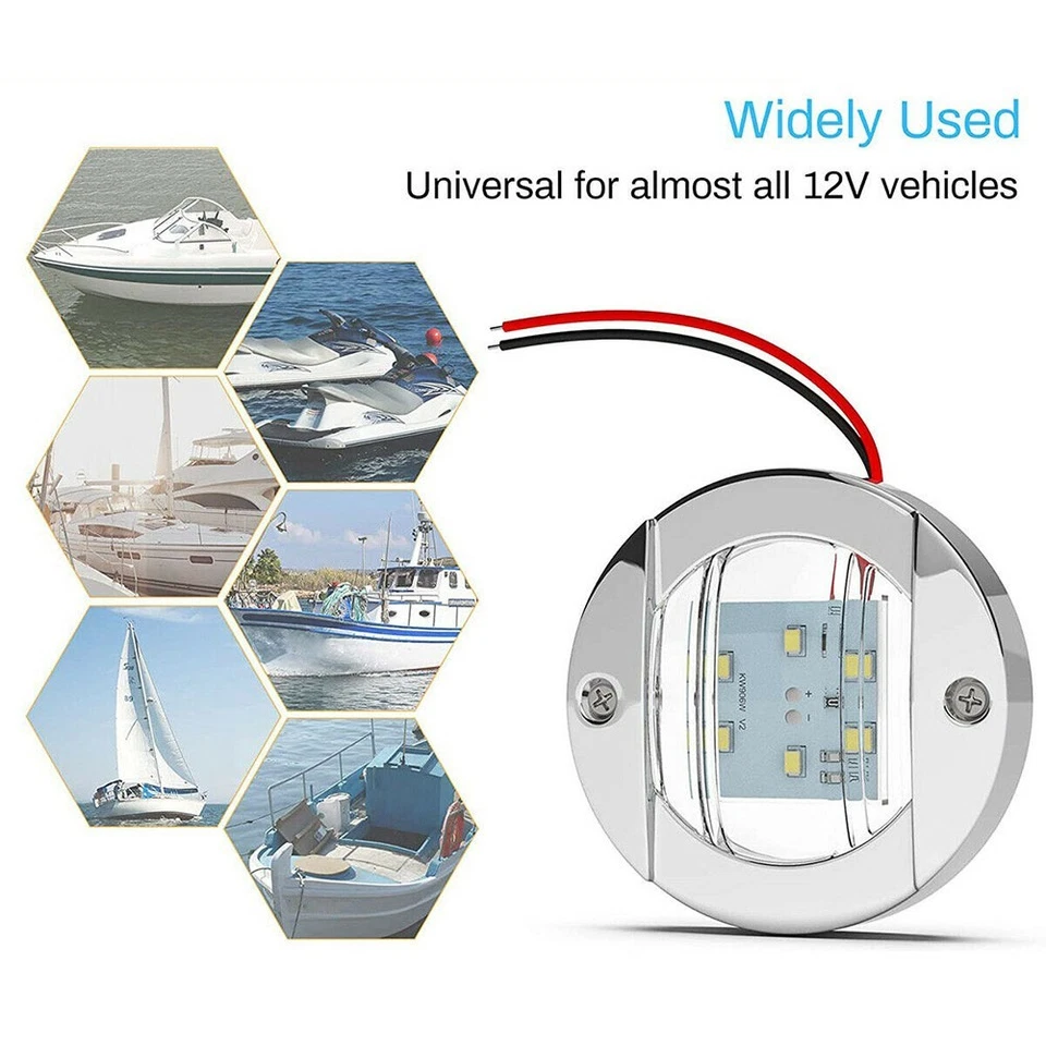 2*Round 3 Marine Boat Stern Transom Lights White 6LED Courtesy Cockpit Light. - Image 4 of 4