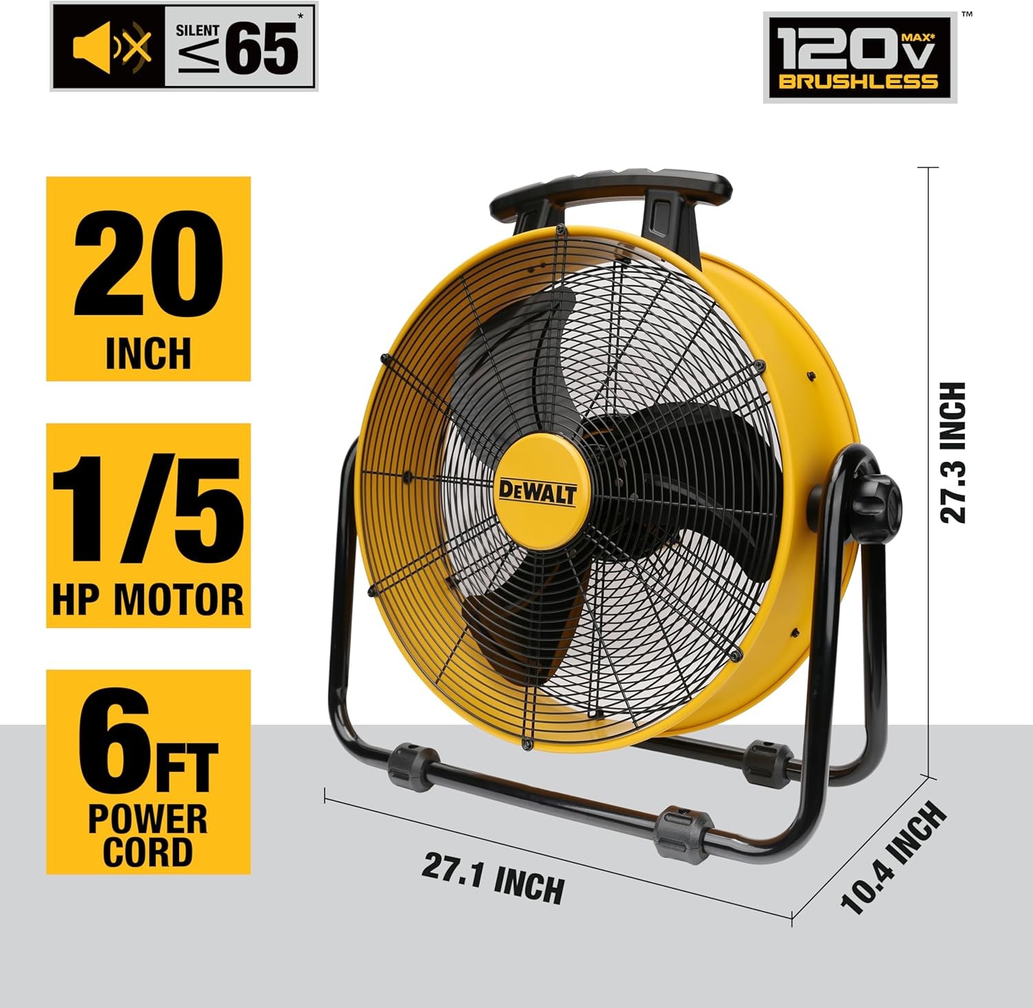 DXF2042 Industrial Fan,20 Inch High Velocity Fans with 3 Speed Tilting Head