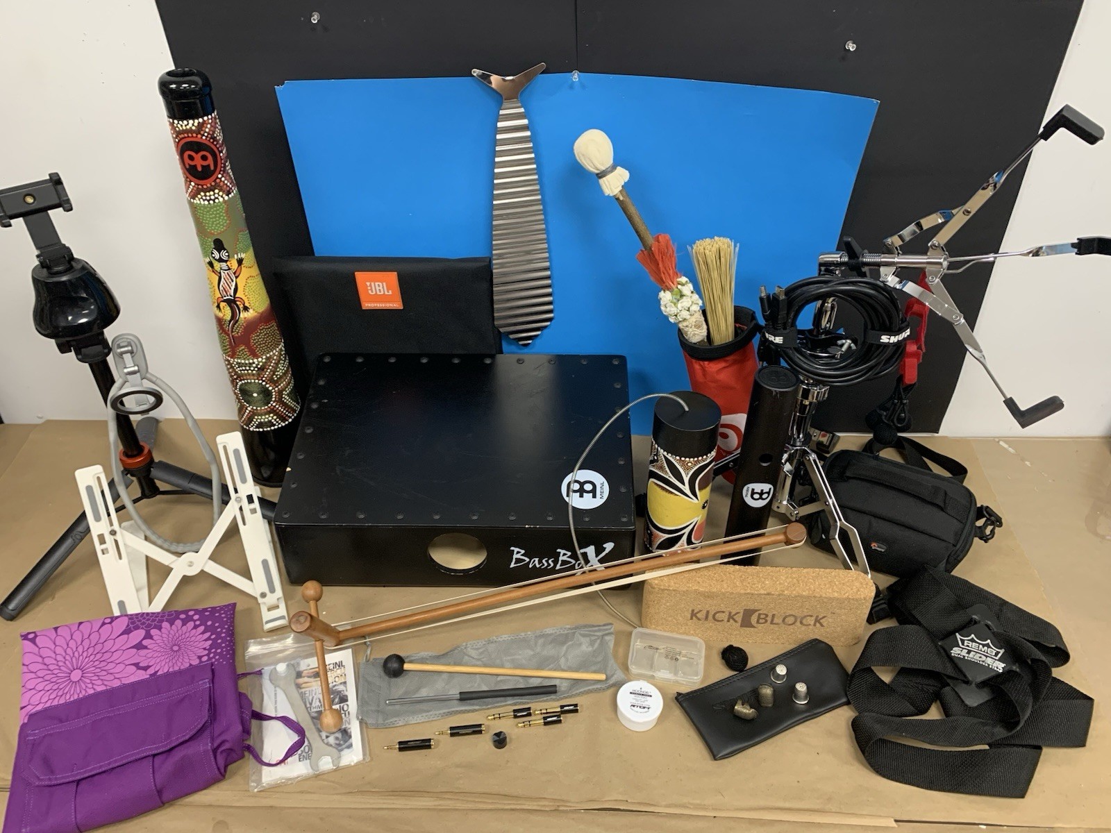 Percussion Lot Meinl Bassbox Thunderdrum Wah Wah Tube Didgeridoo Wind Wand &More