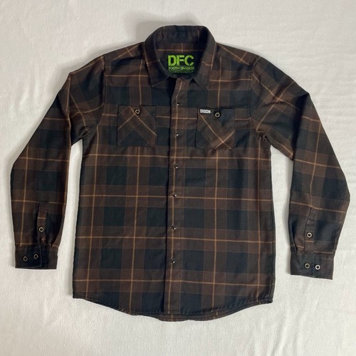 Dixxon Flannel DFC Youth Division Boys Plaid Pearl Snap Long Slv Shirt Sz L