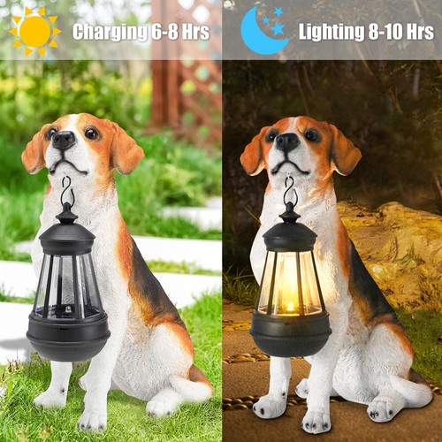 Solar Dog Statue Outdoor Decor - Beagle Dog Statue With Solar Lights for Pati... - Picture 3 of 7