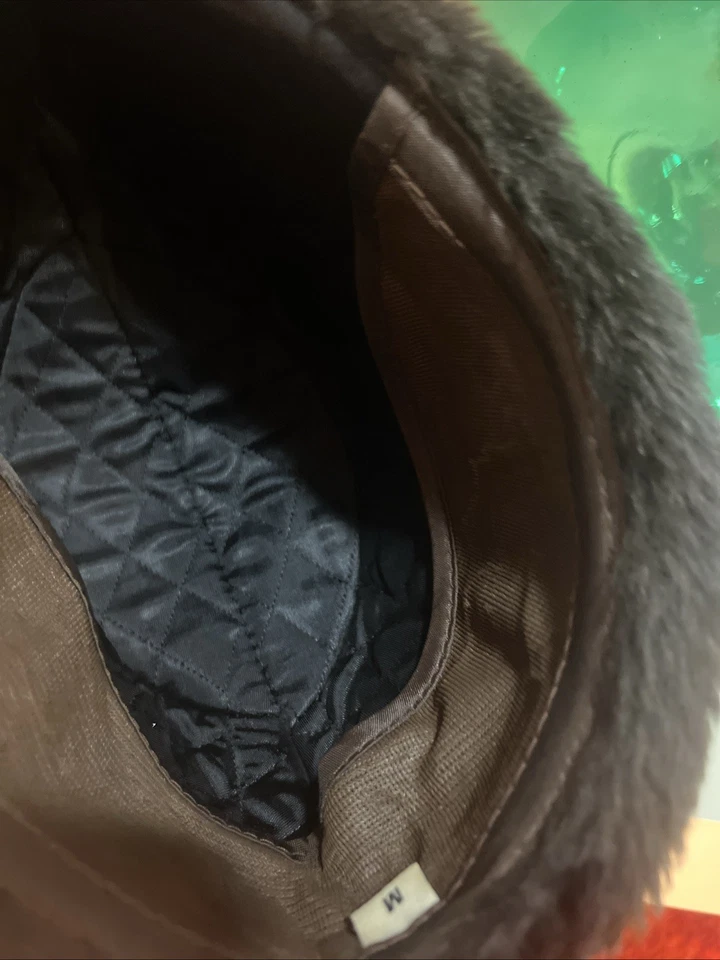 Sombrero de piel sintética estilo ruso de colección marrón chocolate talla mediana Foto 4 de 4