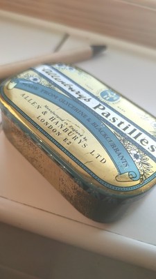 Vintage Allenburys Glycerin Schwarze Johannisbeere Pastillen Hustentropfen Werbung Dose