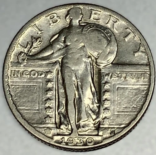 1930 P Standing Liberty Silver Quarter VF Details 25c Coin Free Shipping -2092