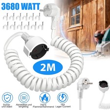 Verlängerungskabel Spiralkabel 0.75m-2m dehnbar Innen Schuko 3680W 16A Dehnbar
