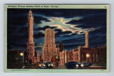 #ad Chicago IL Illinois Michigan Ave North Water Tower Antique Vintage Postcard $0.99