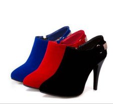 Rhinestones Women's Suede Ankle Boots Stiletto Heels Pointed Toe Shoes Formal OL