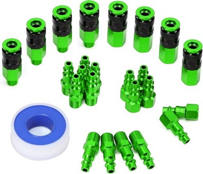 25PCS 1/4 NPT Aluminum Air Coupler and Plug Kit Quick Connect Fittings for Air T