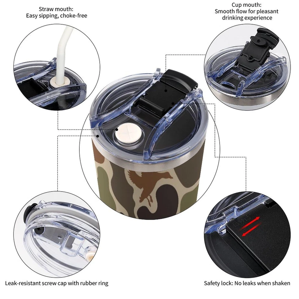 Vaso Duck Hunter Camuflaje 40oz con Pajita y Tapa Aislada Acero Inoxidable St... Foto 3 de 4