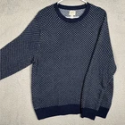 J Crew Sweater Mens XL Rugged Merino Wool Blend Blue Birdseye Knit Pullover EUC