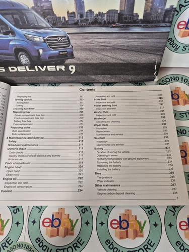 GENUINE MAXUS DELIVER 9 2020-2024 OWNERS MANUAL HANDBOOK SERVICE BOOK - Picture 8 of 13