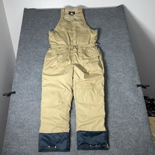 Vintage Eddie Bauer Ski Snow Pants Mens XL Beige Goose Down Bib Overalls 70s