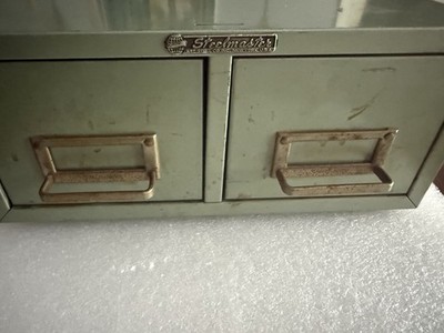 Vintage Green Steelmaster New York industrial Two Drawer Index Card File Cabinet