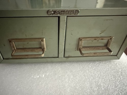 Vintage Green Steelmaster New York industrial Two Drawer Index Card File Cabinet