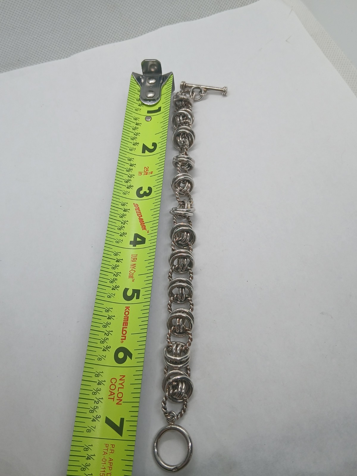 925 sterling silver chain link toggle bracelet - image 5