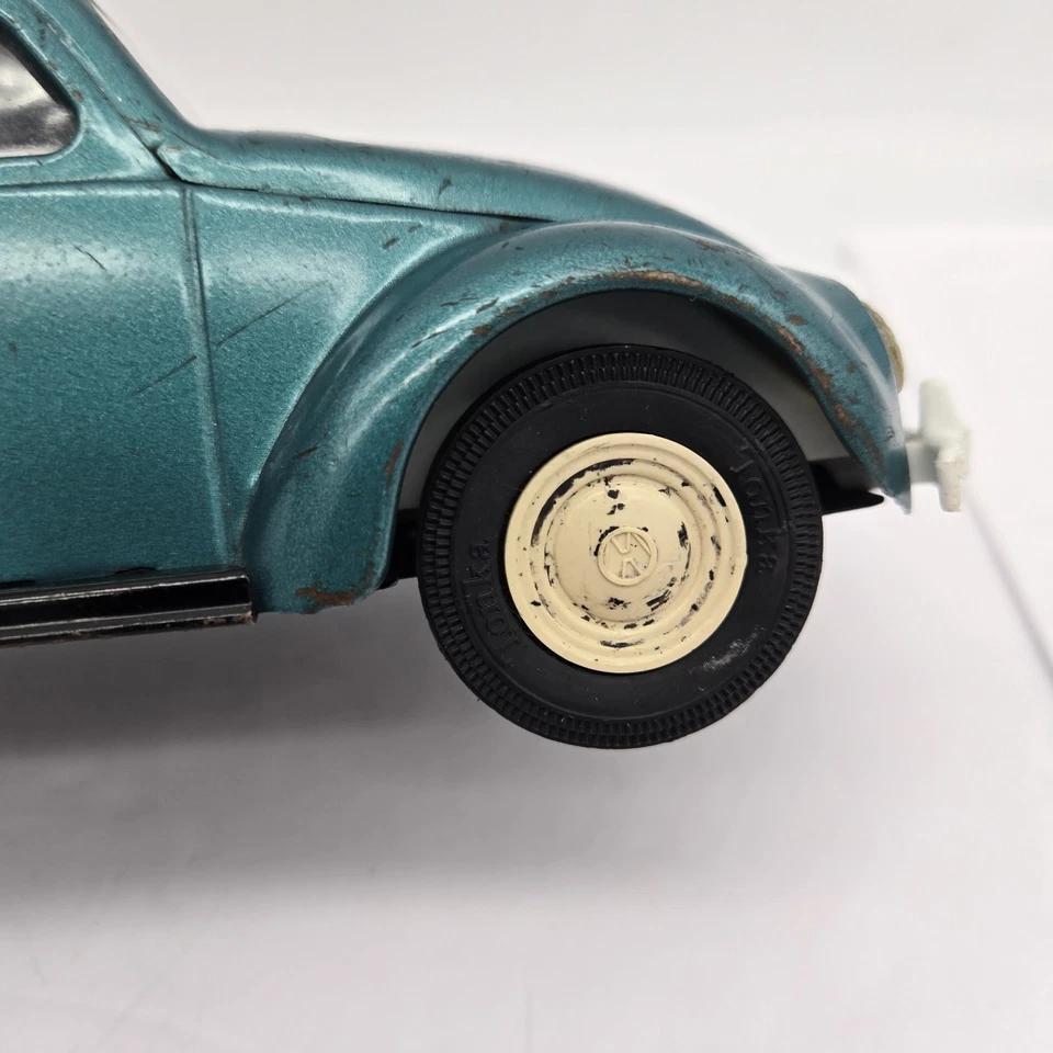 Vintage Pressed Metal Tonka Teal Green Aqua Volkswagen Beetle Bug Car VW  #52680 - Image 2 of 4