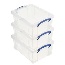Really Useful Box 9L Storage Container with Snap Lid & Clip Lock Handle (3 Pack)