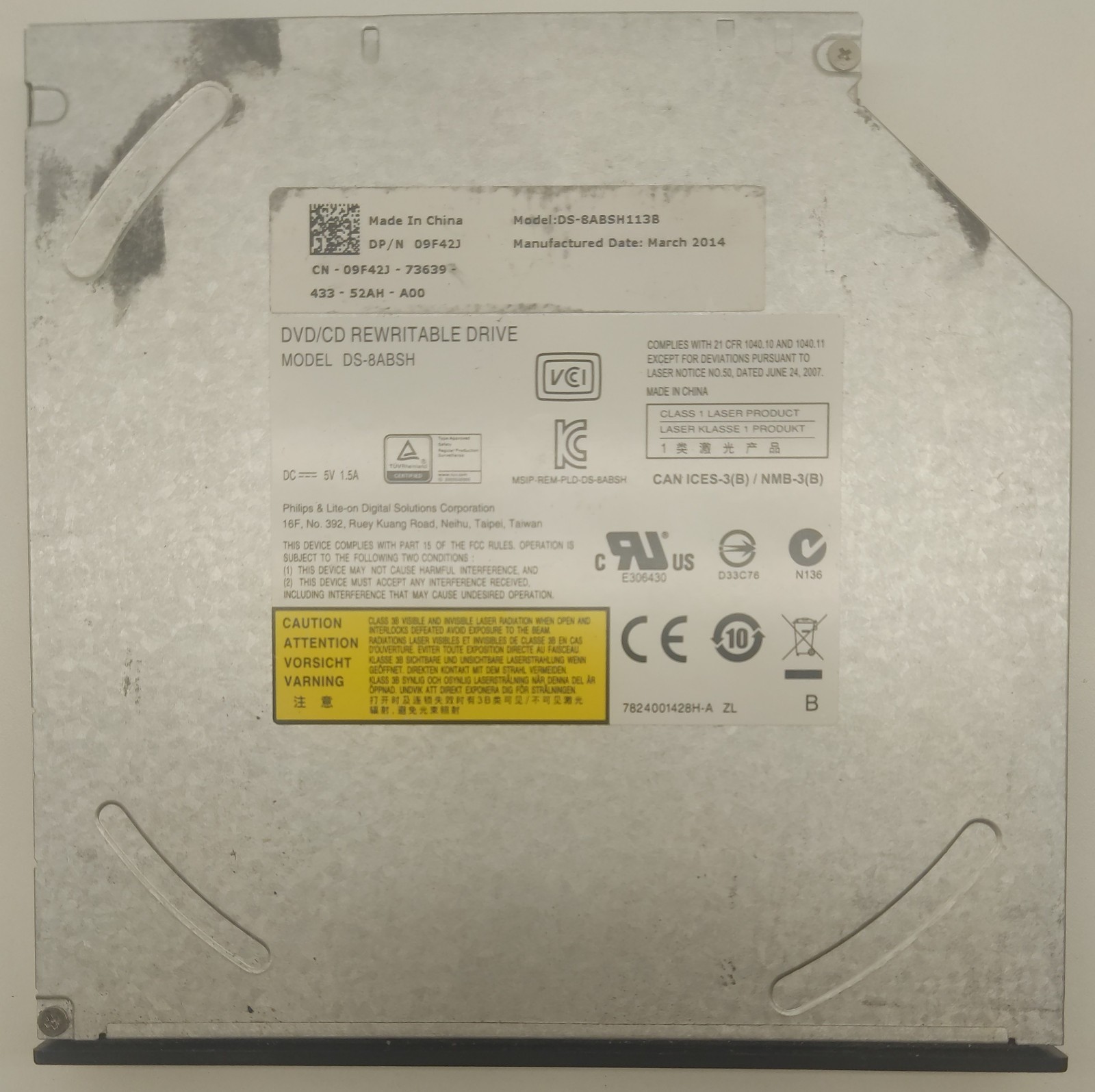 PLDS DS-8ABSH 12.7mm 0.5in Slim SATA 24X DVD Burner Writer DVD±RW ±R DL WARRANTY