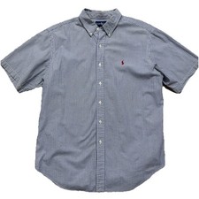 Ralph Lauren Shirt Mens XL Classic Fit Seersucker Blue Stripe Short Sleeve READ