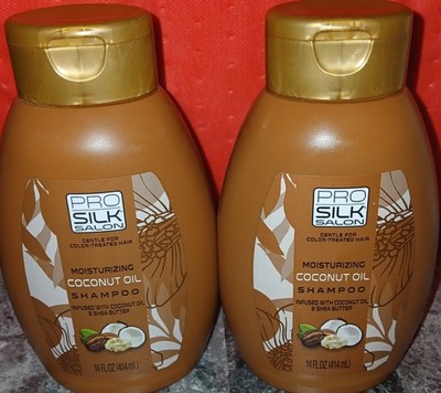 2pk PRO SILK SALON MOISTURIZING COCONUT OIL SHAMPOO SHEA BUTTER 14oz Prosilk
