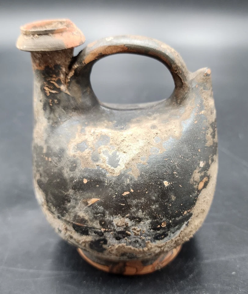 ASKOS, Terre-cuite vernissée noir brillant, Étrusque, IVème Siècle av. J. C. - Photo 2/4