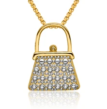 14K Solid Yellow Gold Handbag Purse Chain Necklace