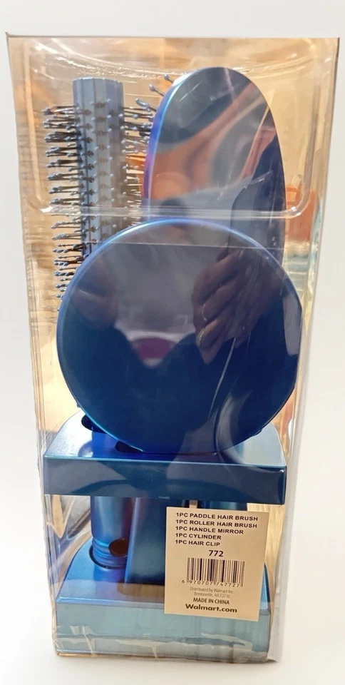 Juego de 5 Cepillos de Pelo Calidad Profesional AZUL Paleta Rodillo Cepillo Espejo Foto 3 de 4