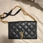 Saint Laurent YSL Small Black Quilted Leather Crossbody Bag Gold Chain Strap