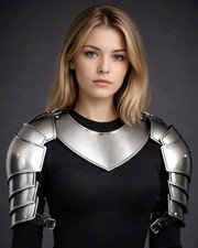 Women's 18-Gauge Steel Pauldrons with Gorget, LARP Knight Costume