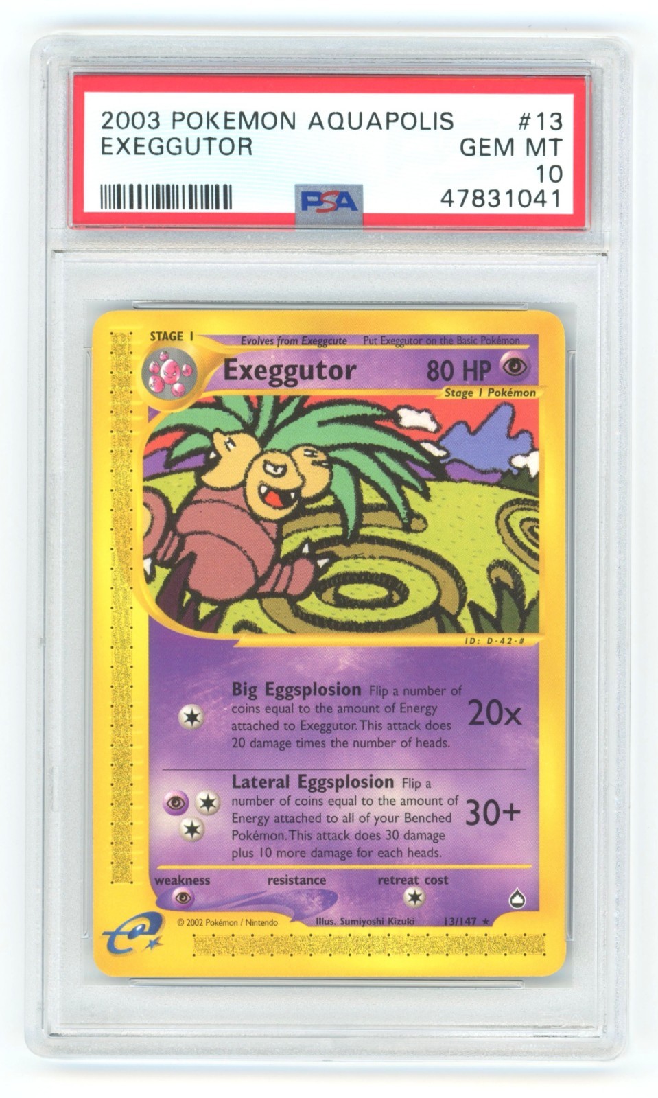 PSA 10 Exeggutor 13/147 Aquapolis Pokemon 2003