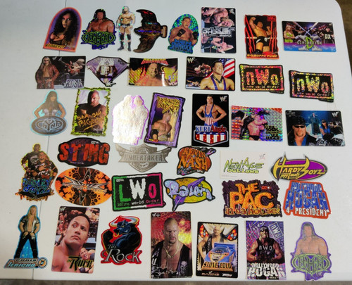 Lot of 39 WWF, WCW Vending Machine Prism Stickers 1999, 2000, 2001