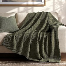 EVERGRACEHOME Chenille Throw Blanket 50"x60" Modern Checkered Knit Soft NEW