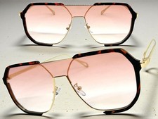 Classy Elegant Modern Retro Shield Raver SUNGLASSES Sleek Frame Flat Pink Lens
