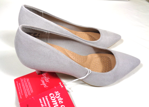 Dexflex Comfort Jeanne Women's sz 5 Grey Faux Suede Pointed toe Pumps ~ new/tags - Picture 3 of 16