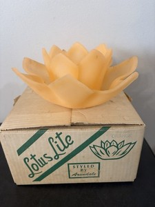 VTG LOTUS-LITE Candle-Glo Wax-Like Floating Flower Orange Pool Pond Decor BOX