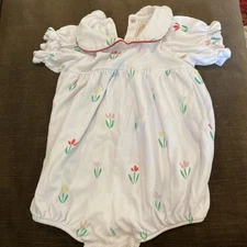 The Beaufort Bonnet Company 12-18 months Tulip WHITE Collared Bubble TBBC Pima