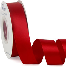 Double Faced Red Satin Ribbon,1 X Continuous 25 Yards,Fabric Ribbon Use for Bow