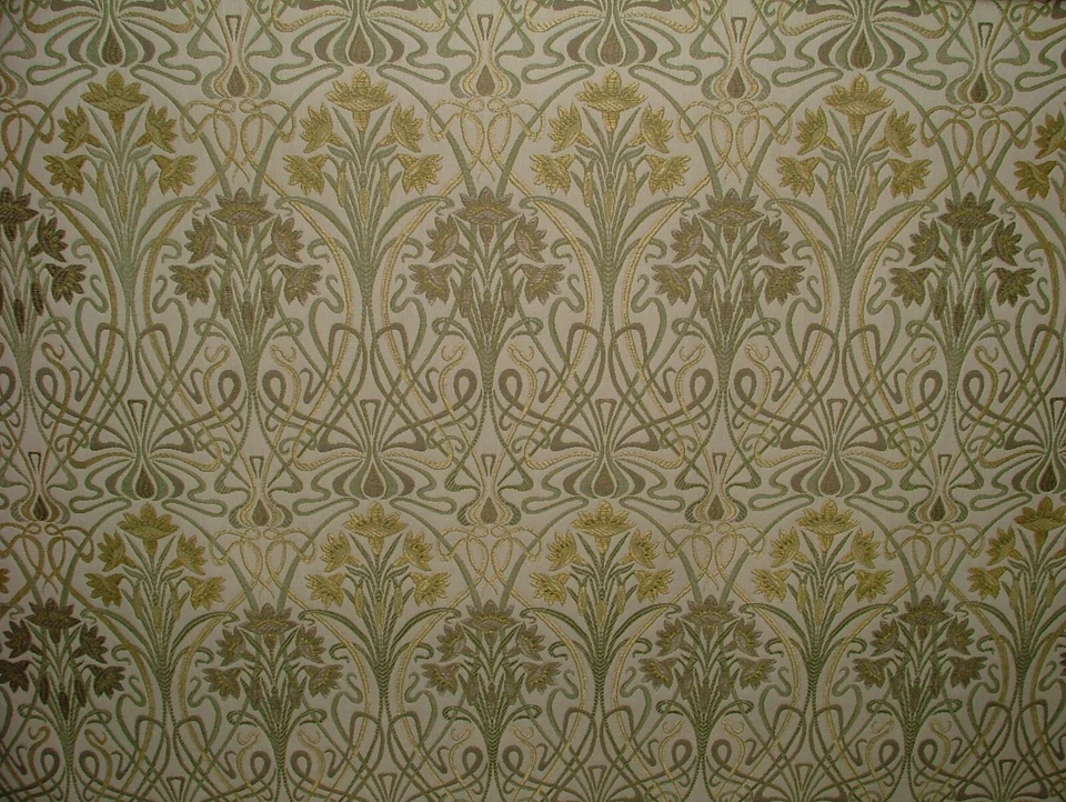 Jugendstil Dick Jacquard Sand Designer Vorhang Polster Kissen Verwendung Stoff - Bild 2 von 4