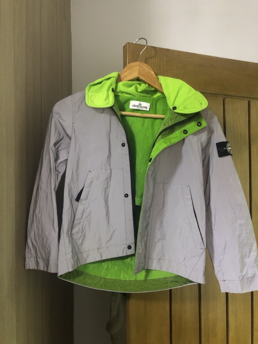Stone Island Junior Lightweight Reflective Hooded Jacket Silver