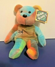 Bamm Beano's Ken Griffey Jr NWT Beanbag Plush Bear 24 Tie Dye Rainbow