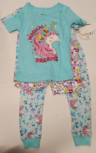 NWT Member's Mark Girls Favorite 4-Piece Unicorn Floral Pajamas Size 3T