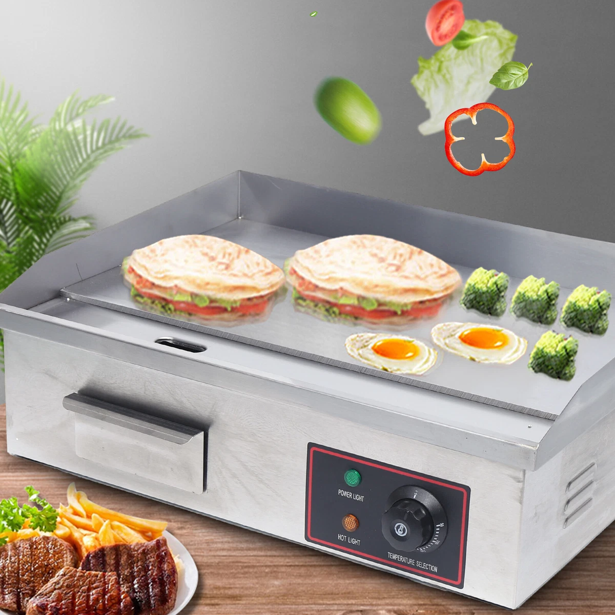 Commercial Electric Lava Rock Grill with Electric Grill Flat Pan