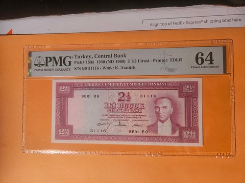 Turkey Banknote AU/UNC PMG graded - Picture 1 of 2