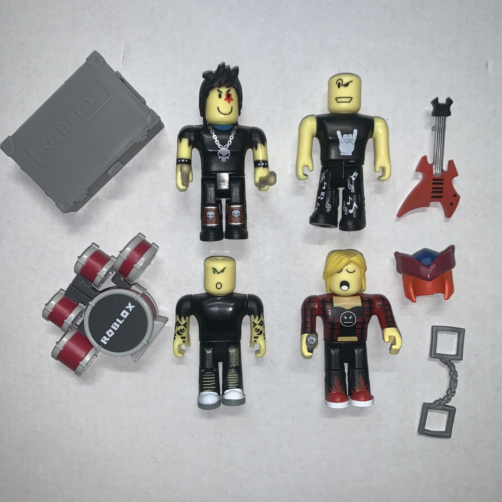 Roblox Punk Rock Figures Drum Sticks Guitar Lot of 3 Musicians Music Rock