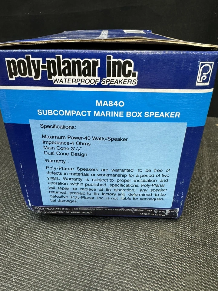 Poly-planar® Waterproof Marine Stereo Subcompact Box Speakers 80W Fits Any Place - Image 2 of 4