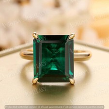 2 Ct Simulated Emerald Green Emerald Solitaire Ring 925 Sterling Silver Plated