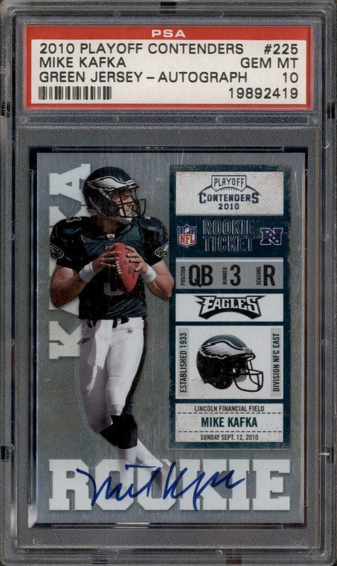 Mike Kafka Playoff Contenders #225 Green Jersey-Autograph